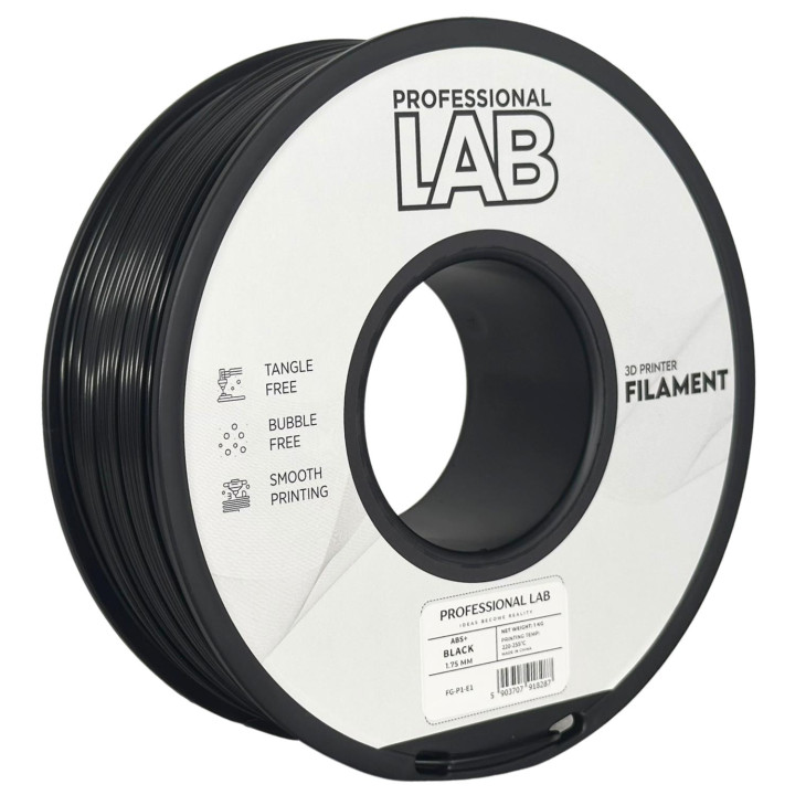 Filament Prof. Lab ABS+ Black Czarny Wytrzymały Inżynieryjny 1.75mm 1kg