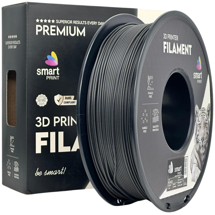 Filament PLA Carbon Black 1,75mm 1kg czarny z węglem Smart Print