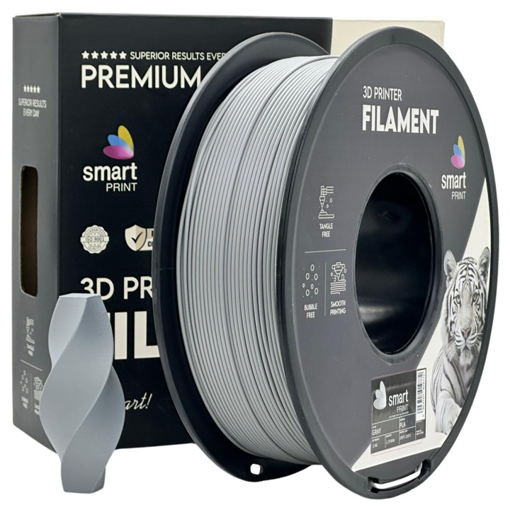 Filament PLA Gray 1,75mm 1kg szary klasyczny Smart Print 3D