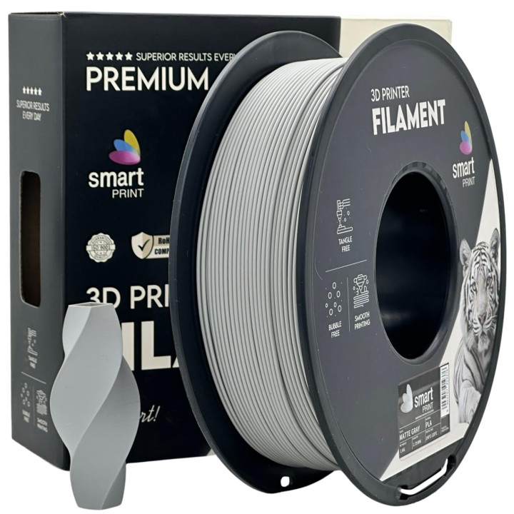 Filament PLA Matte Gray 1.75mm 1kg Gray Matte Smart Print