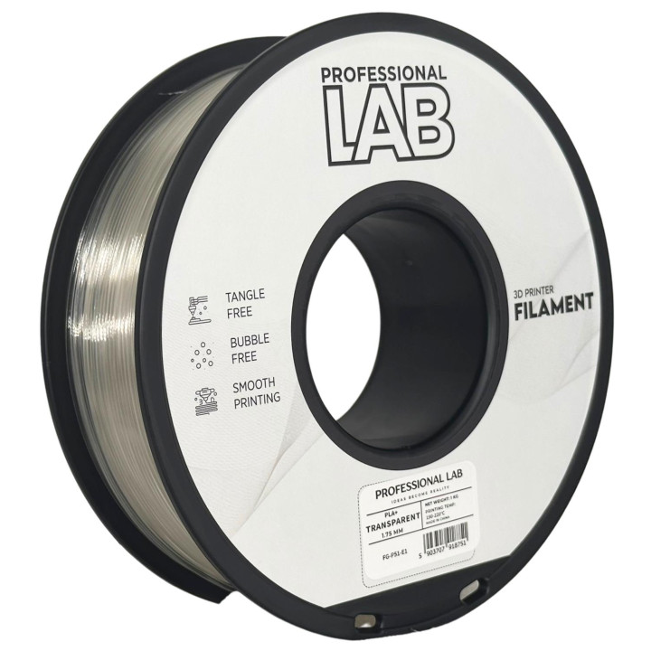 Filament PLA+ 1.75mm 1kg Clear Transparent Prof Lab