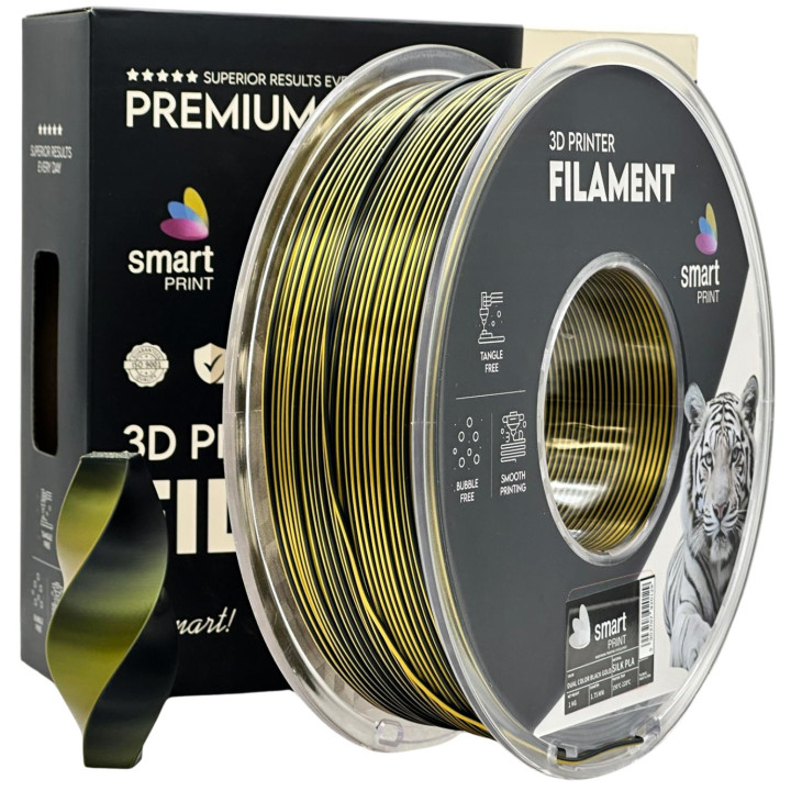 Filament Smart Print Silk PLA Dual Color Czarny Złoty Black Gold 1.75mm 1kg