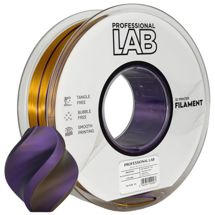 Silk PLA Tri Color black gold purple | Prof. Lab