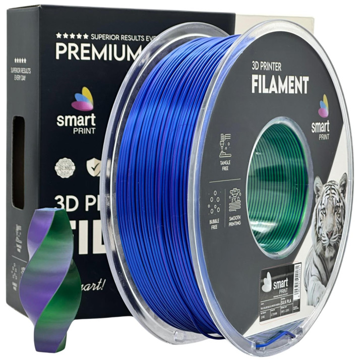 Filament Smart Print Silk PLA Tri-Color Blue Green Purple 1.75mm