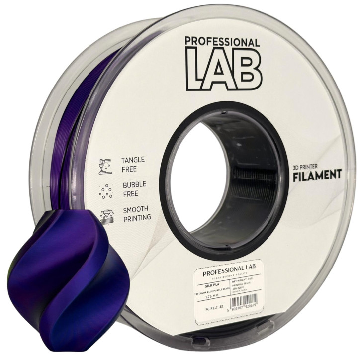 Silk PLA Tri Color blue purple black | Prof. Lab