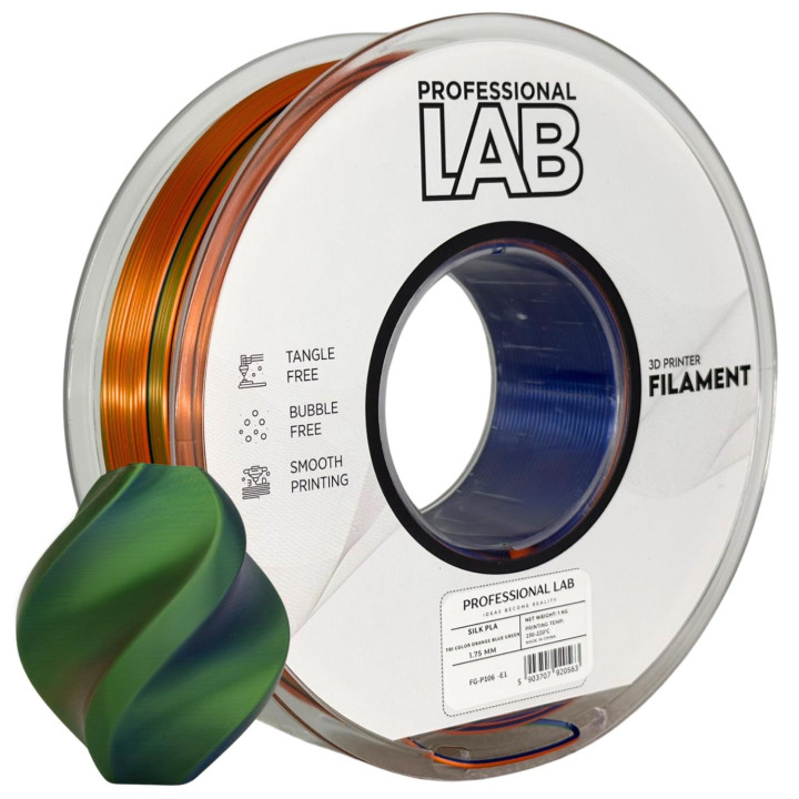 Filament Prof. Lab Silk PLA Tri Color Pomarańczowo-Niebiesko-Zielony 1.75mm