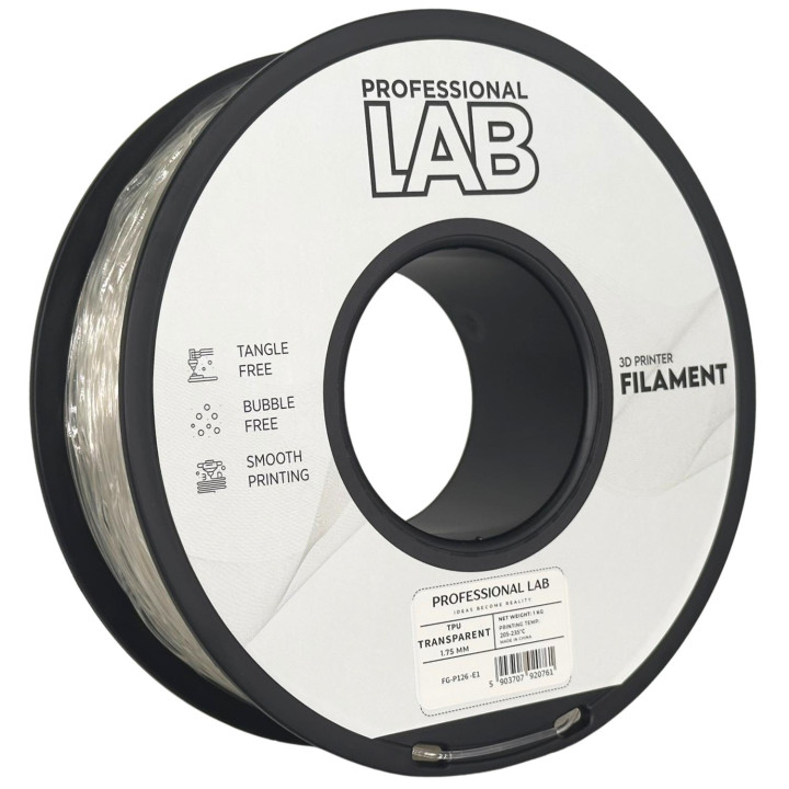 Filament Prof. Lab TPU Transparent Bezbarwny Elastyczny Guma 95A 1.75mm 1kg