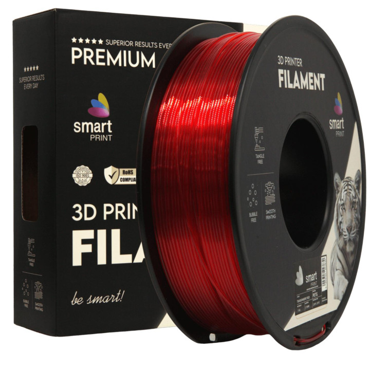 Filament Smart Print PETG Transparent Red Czerwony 1,75mm 1kg