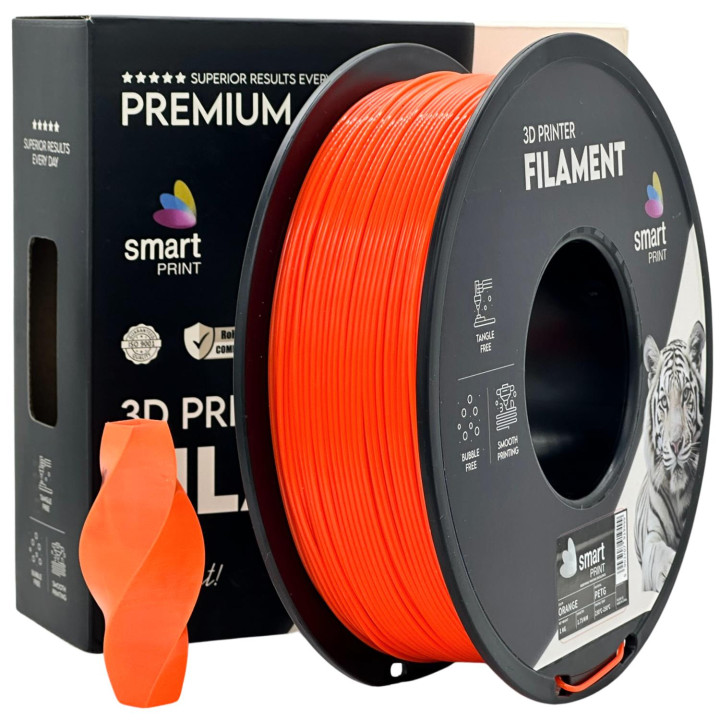 Filament Smart Print PETG Orange Pomarańczowy Wytrzymały Odporny 1.75mm 1kg