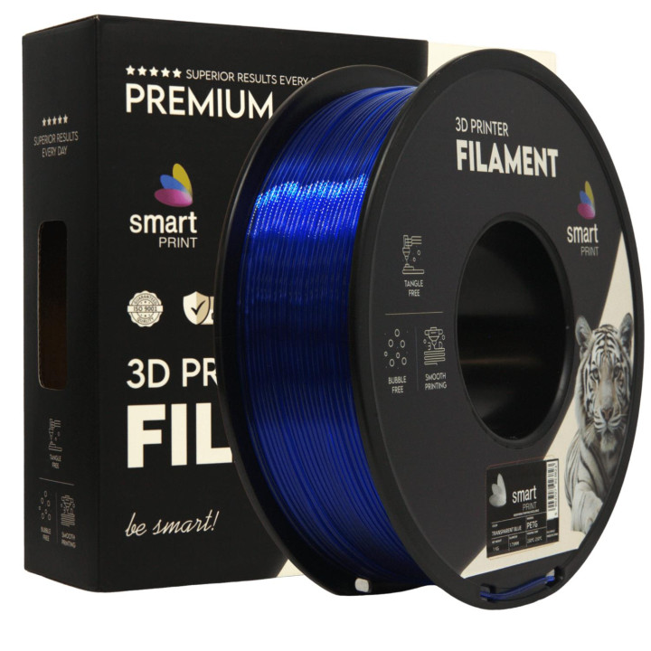 Filament Smart Print PETG Transparent Blue 1.75mm 1kg