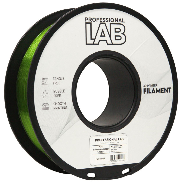 Filament Prof. Lab PETG Transparent Green Zielony 1,75mm 1kg