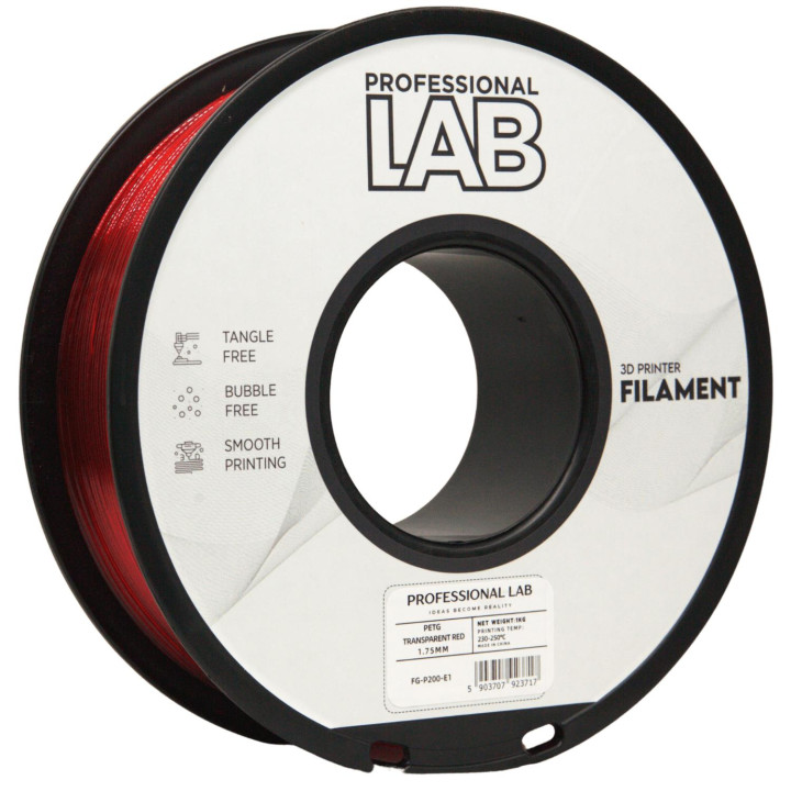 Filament Prof. Lab PETG Transparent Red Czerwony 1,75mm 1kg