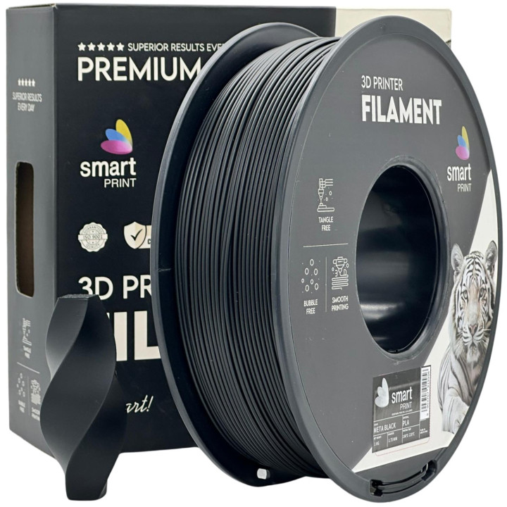 Filament PLA Meta Black 1.75mm 1kg Black głęboki Smart Print