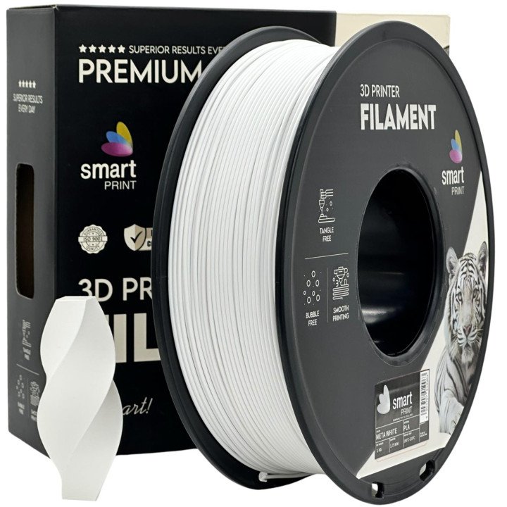 Filament PLA Meta White 1.75mm 1kg White czysty Smart Print