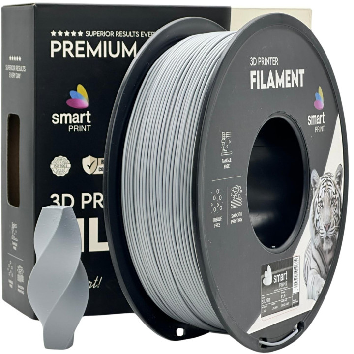 Filament Smart Print PLA+ Silver Srebrny 1.75mm 1kg