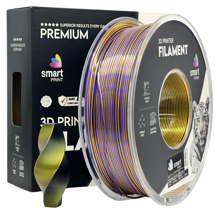 Filament Smart Print Silk PLA Tri-Color Czarno-Złoto-Purple 1.75mm 1kg